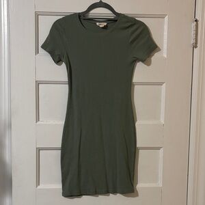 Open Edit Olive Green Short Sleeve Bodycon Dress